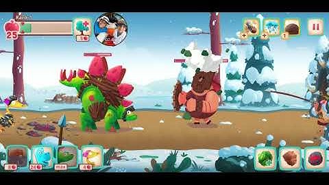 Dino Bash Level 53 - Strongest Cavemen Defense