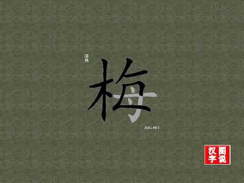 梅 plums ：Chinese characters，oracle bone inscriptions、汉字，怎么读、怎么写、怎么拼音，汉字笔顺 ，甲骨文字源，英日翻译