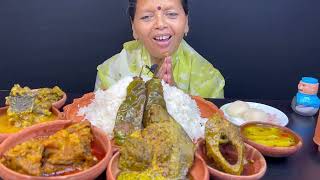 নব বর্ষ মেনু।। BIGBITES, EATING RICE WITH MACHER MATHAR DAL, MUTTON KOSHA, SORSHE ILISH, POMFRET।।