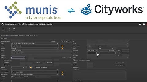 Tyler Munis Utility Billing to Cityworks
