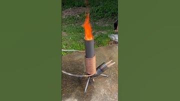 Testing out the new build!! #rocketstove #welding #camping #diy #offgrid #waterheater