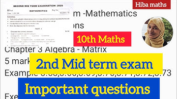 10th maths 2nd mid term exam Important questions all the best students hiba maths 