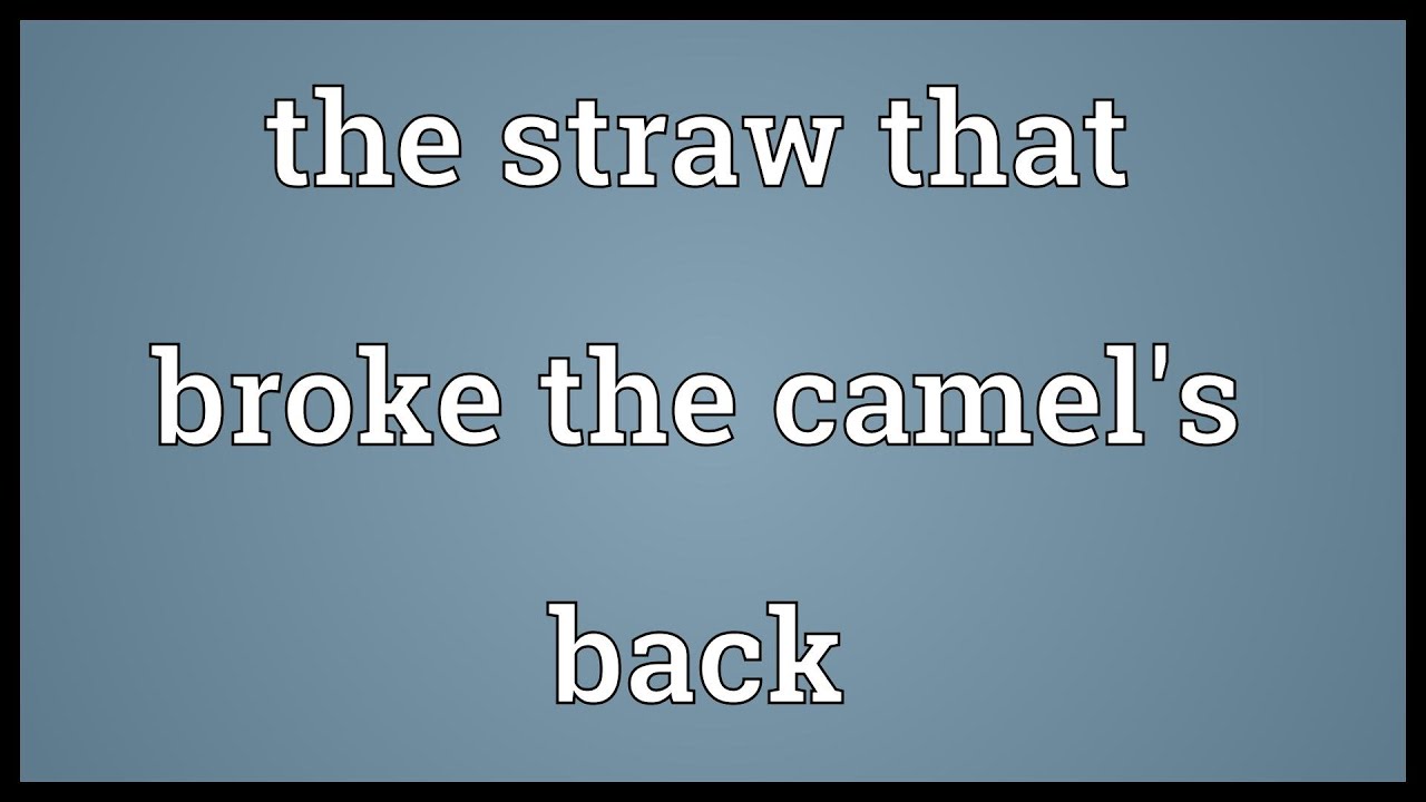The Straw That Broke The Camel S Back Meaning Youtube
