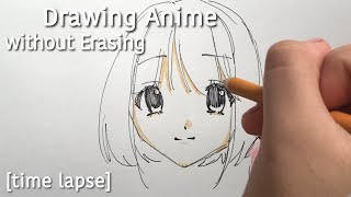 Anime Girl Drawing Challenge NO ERASING | Drawing Ideas for Beginners | Time Lapse