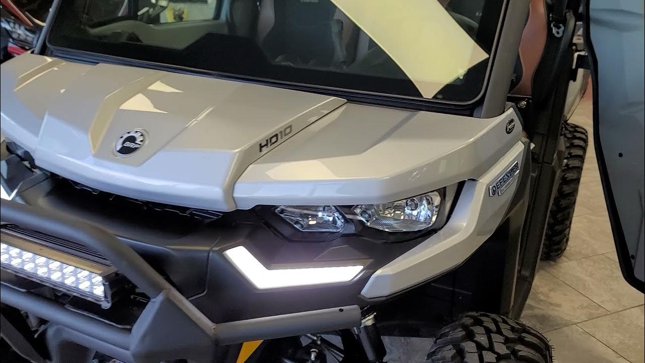 15" Dual Row Lightbar mounted on the CanAm front bumper of a Defender