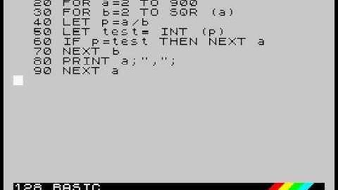 Prime Number Generator ZX Spectrum (SQR)
