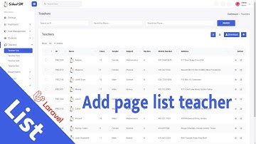 Add page teacher list Laravel 9 | School System