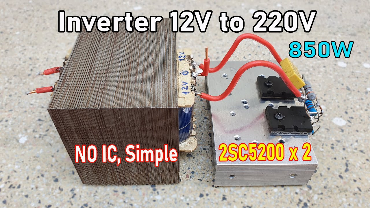 Inverter 12v to 220v 850w using C5200 transistor no IC 