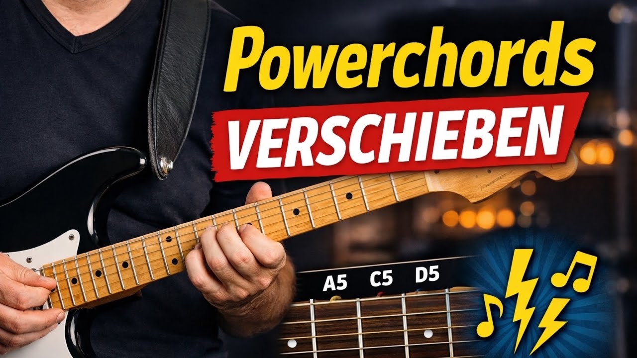 Powerchords Gitarre lernen – offene Powerchords verschieben (Rock-Riff erklärt)