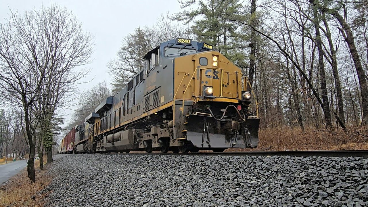 CSX Freight Train Engine 3240 River Subdivision Line passing through ...