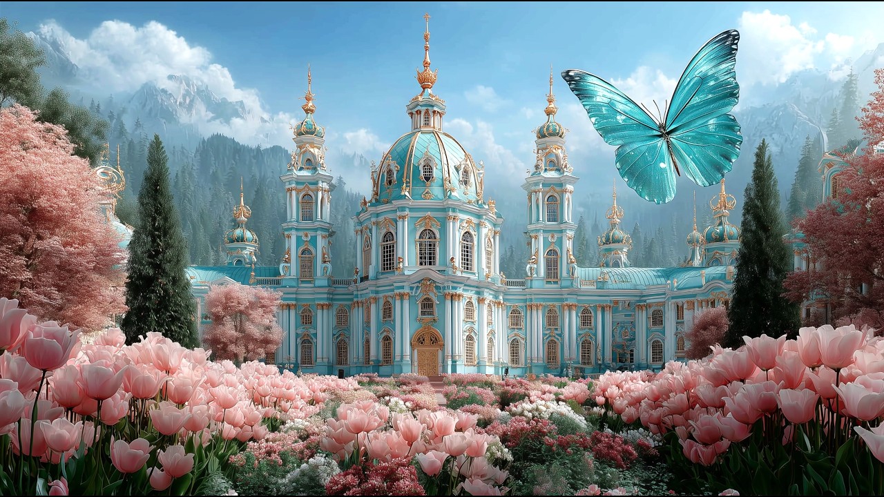 Celestial Rose Palace 🌸 Turquoise Crystal Kingdom Ambience | Angelic Fantasy Sleep Music