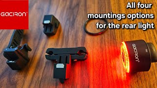All 4 Mounts Tested for the rear Light Gaciron LOOP-100 Smart Brake Bike Tail Light