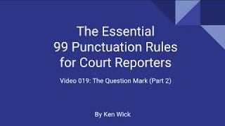 019 99 Punctuation Rules: Question Mark Part 2