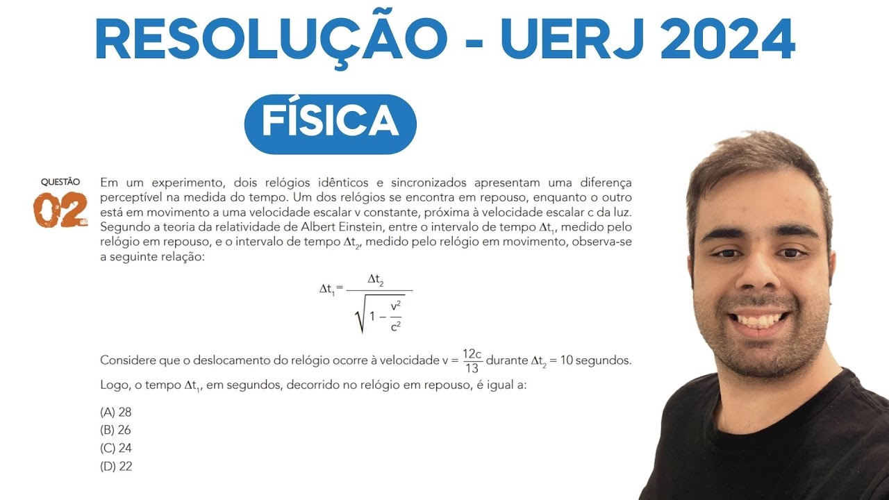 UERJ 2024 - Em um experimento, dois relógios idênticos e sincronizados apresentam uma diferença