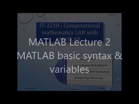 MATLAB Lecture 2 - MATLAB basic syntax & variables 