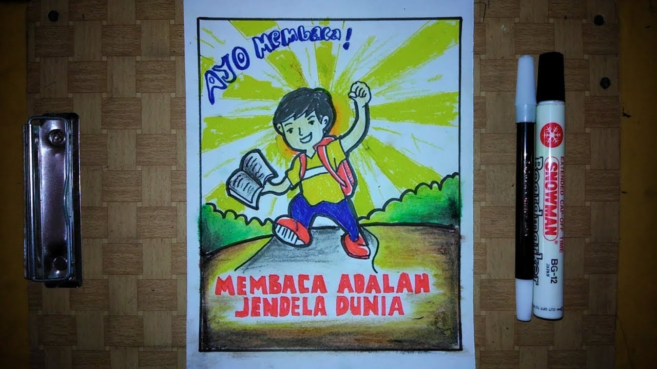 Cara Membuat Gambar Poster Pendidikan Membaca Adalah Jendela