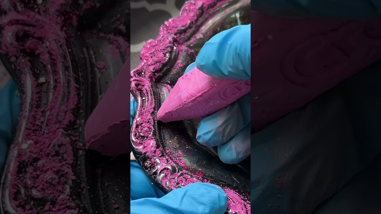 ASMR cleaning silver tray 