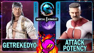 MK1 Getrekedyo (LIU KANG) VS Attack Potency (OMNI-MAN)🥊Mortal Kombat 1🥊4K 60ᶠᵖˢ