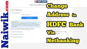 How to change address online in HDFC Bank  via Net Banking