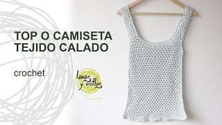 Tutorial Top o Camiseta de Verano Calada a Crochet o Ganchillo