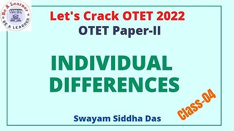 OTET Paper-II 2022/ Individual Differences in learners / Pedagogy for OTET JT CHT 2022