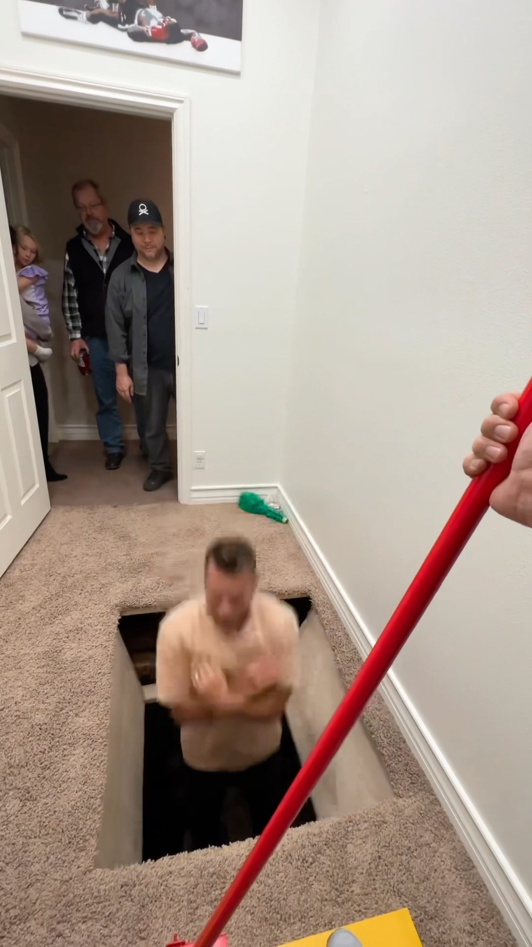 The noise he makes when he falls ?
