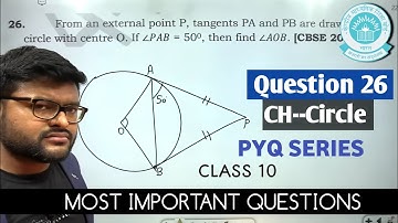 From an external point P, tangents PA and PB are drawn to a circle with centre O. If ∠PAB = 500, th