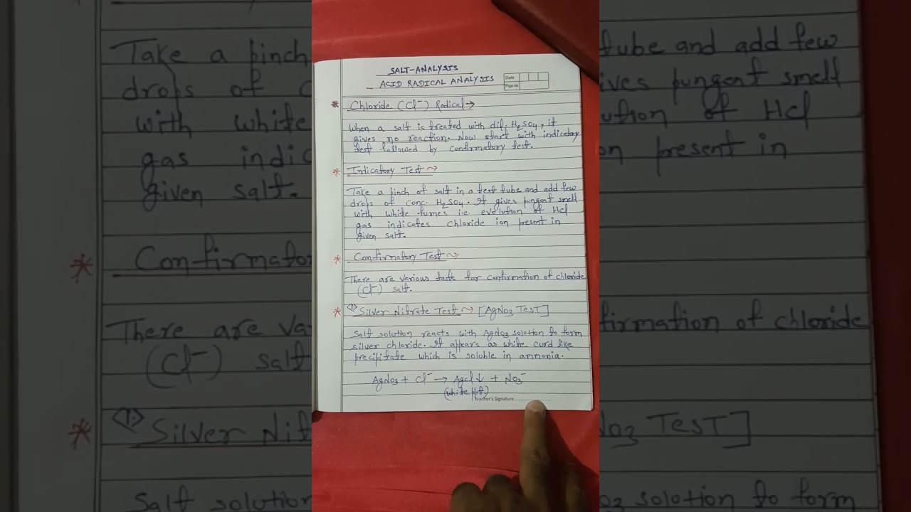 Chloride (Cl-) ion test | Acid Radical Analysis | 