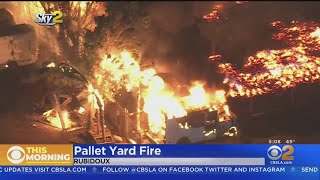 Massive Fire Tears Through Pallet Yard In Rubidoux