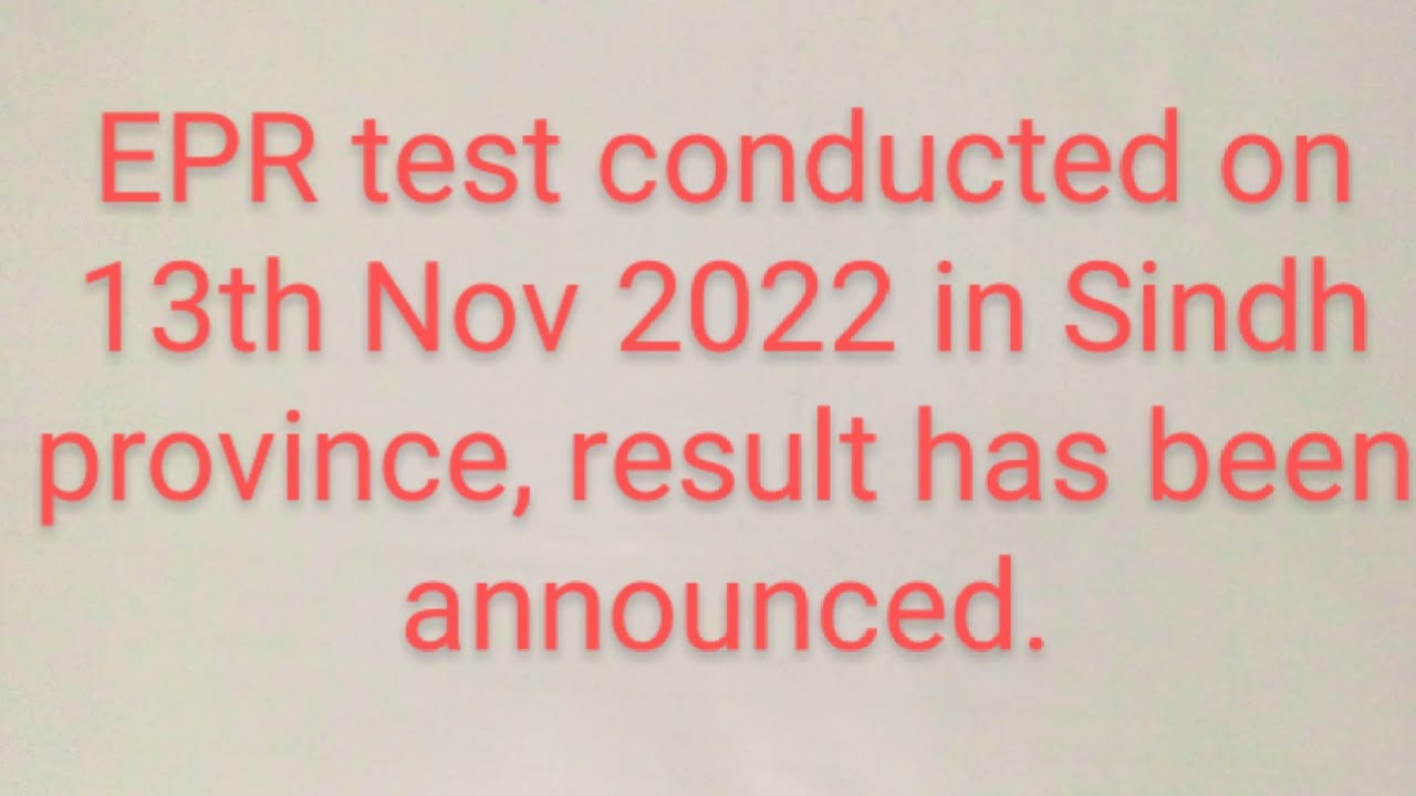 Epr Result 2023 Sindh