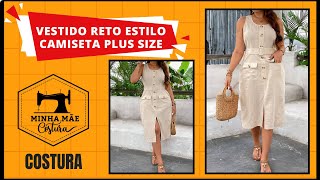 Vestido reto estilo camiseta plus size - costura