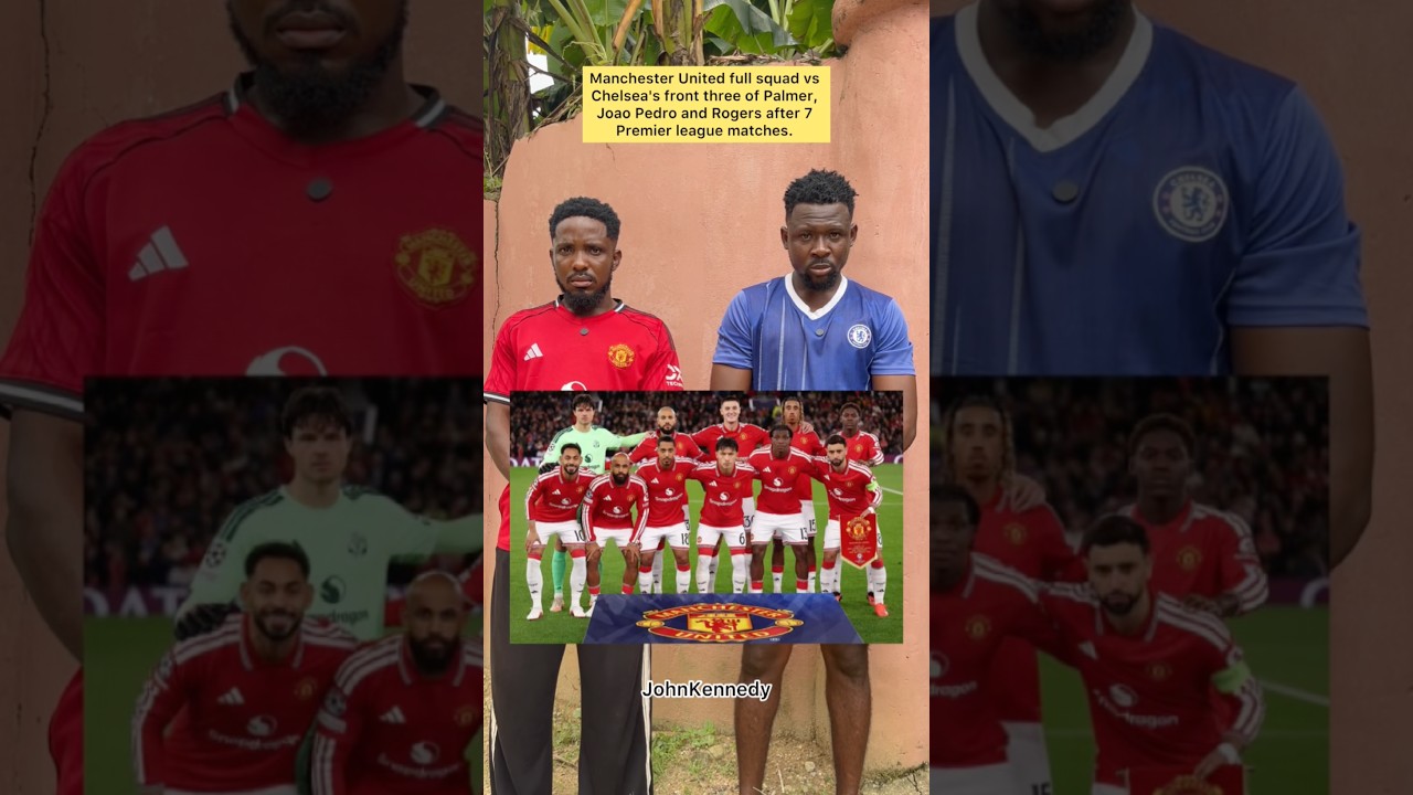 Manchester United full Squad vs Chelsea Front three of Palmer, Joao Pedro and Morgan Rogers.