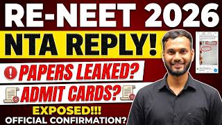 😭RE-NEET 2026 Leak?⁉️ NTA Reply🤔 RE-NEET Admit Card 2026 Latest Update | RENEET Latest Update Today 