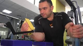 RUSTAM BABAYEV training with armwrestling handles