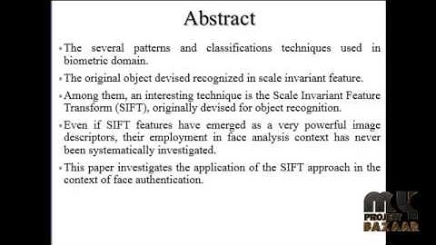 Final Year Projects 2015 | On the use of SIFT features for face authentication