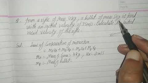 From a rifle of mass 4 kg, a bullet of mass 50 g is fired with an initial velocity of 35 m/s.