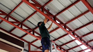Building Garage Roof with Cheapest Materials and Tools. Just Drill, Screws and Metal Studs.