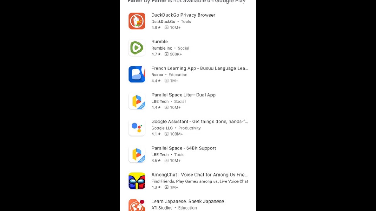 Parler removed from Google Play store