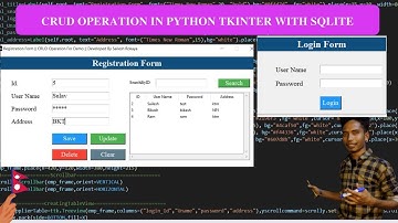 CRUD Operation in Python With SQLite Database. || Database Connection || Login and Registration Form