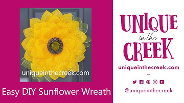 DIY Easy Deco Mesh Sunflower Flower Wreath on UITC Large Board