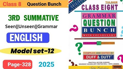 Class 8 Duff and Dutt English question bunch 2025,3rd Summative evaluation, model set 12,page no-328