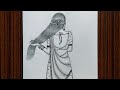 How to draw a Beautiful Traditional Girl very easy | Saree drawing | Girl drawing | Pencil Sketch