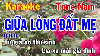 Video thumbnail of "Giữa Lòng Đất Mẹ Karaoke Tone Nam - Nhạc Lính 2023 - Nhạc Sống - Nhật Dũng KB"