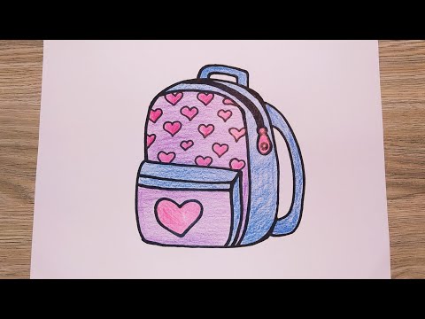 رسم للاطفال/كيف ترسم حقيبة مدرسية كيوت/رسم محفضة مدرسية/رسم سهل/تعليم الرسم  للمبتدئين - YouTube