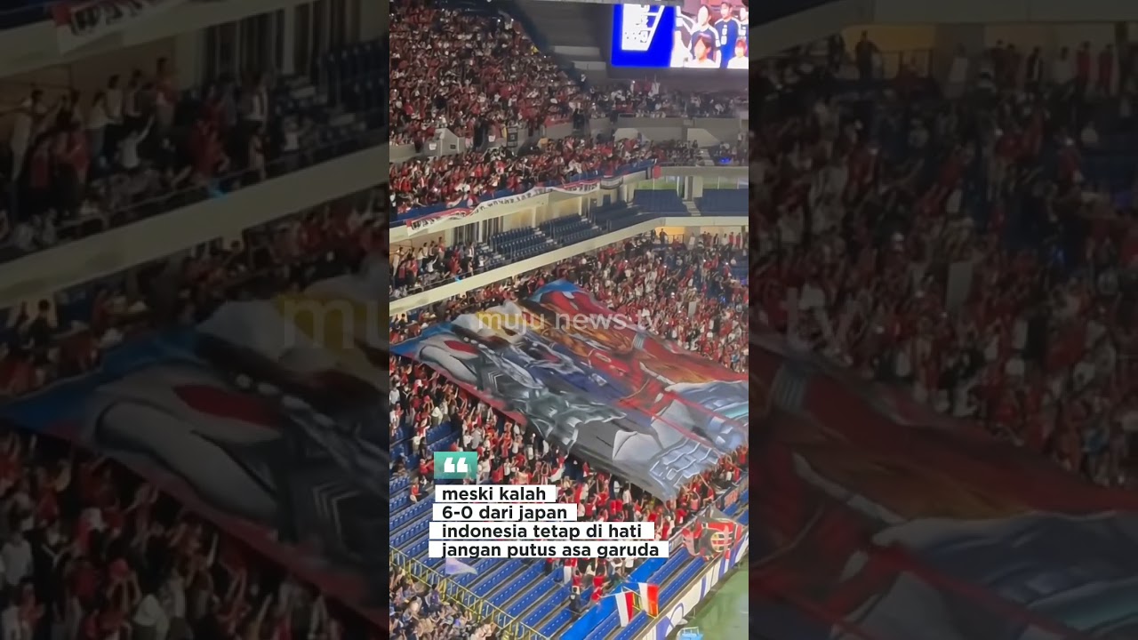 tifo di kandang japan ,indonesia garuda slalu di hati