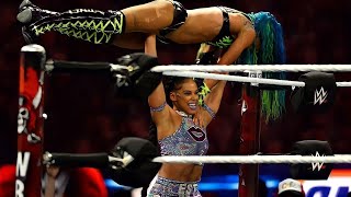 Bianca Belair brutalizing Sasha Banks