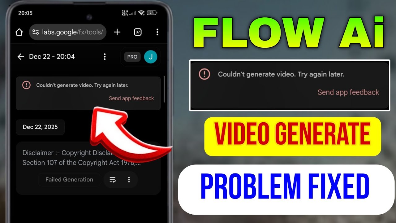 Couldn't generate image. Try again later | flow ai problem | Google ...