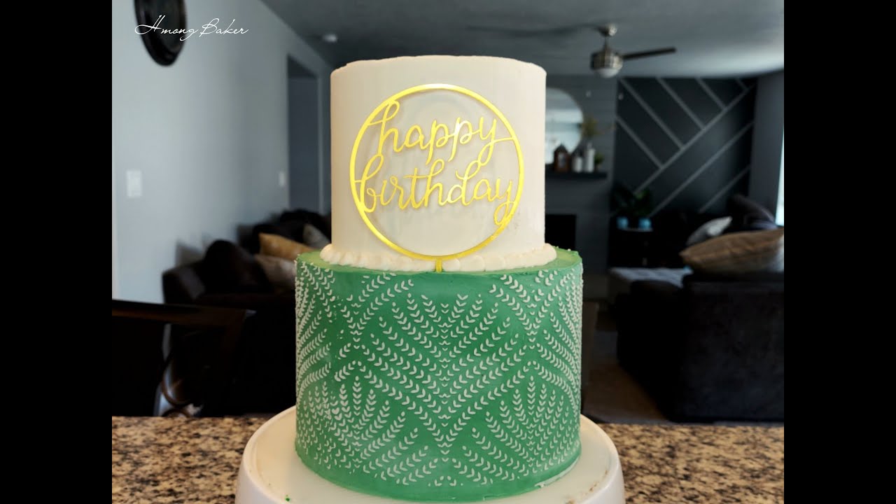 How To: 1st Time Cake Stencil. Two tier birthday cake decorating 