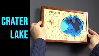 3D Effect from 5 Layers of Wood! Crater Lake Map Decor
