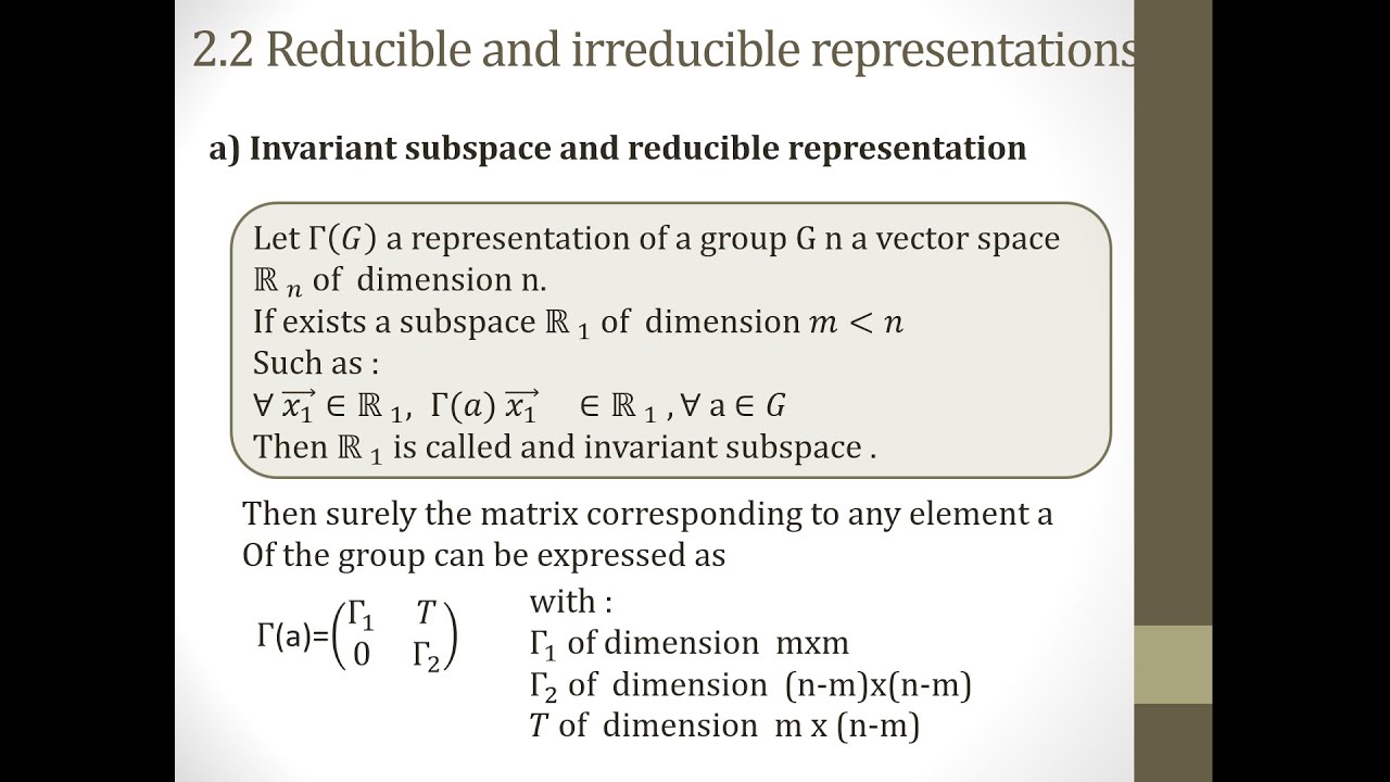 what is reducible representation